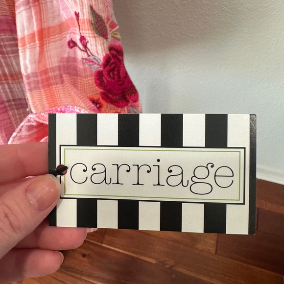 Johnny Was Pink Plaid Floral Embroidered Shirt - Picture 4 of 7